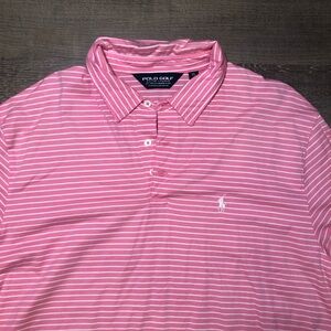 Polo Golf Ralph Lauren men’s shirt XL Pima cotton pink white stripes pony logo